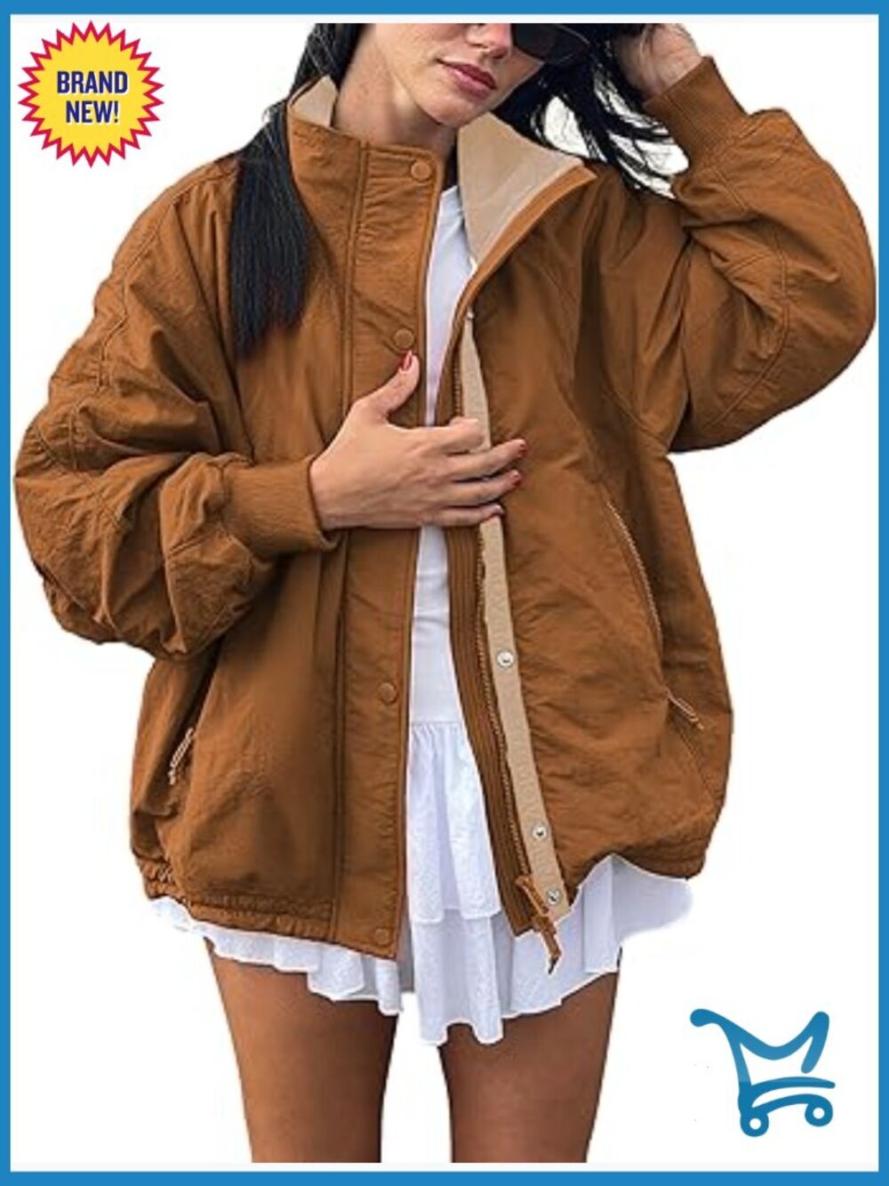 Windproof fleece lined lightweight jacket zip front with pockets for travel